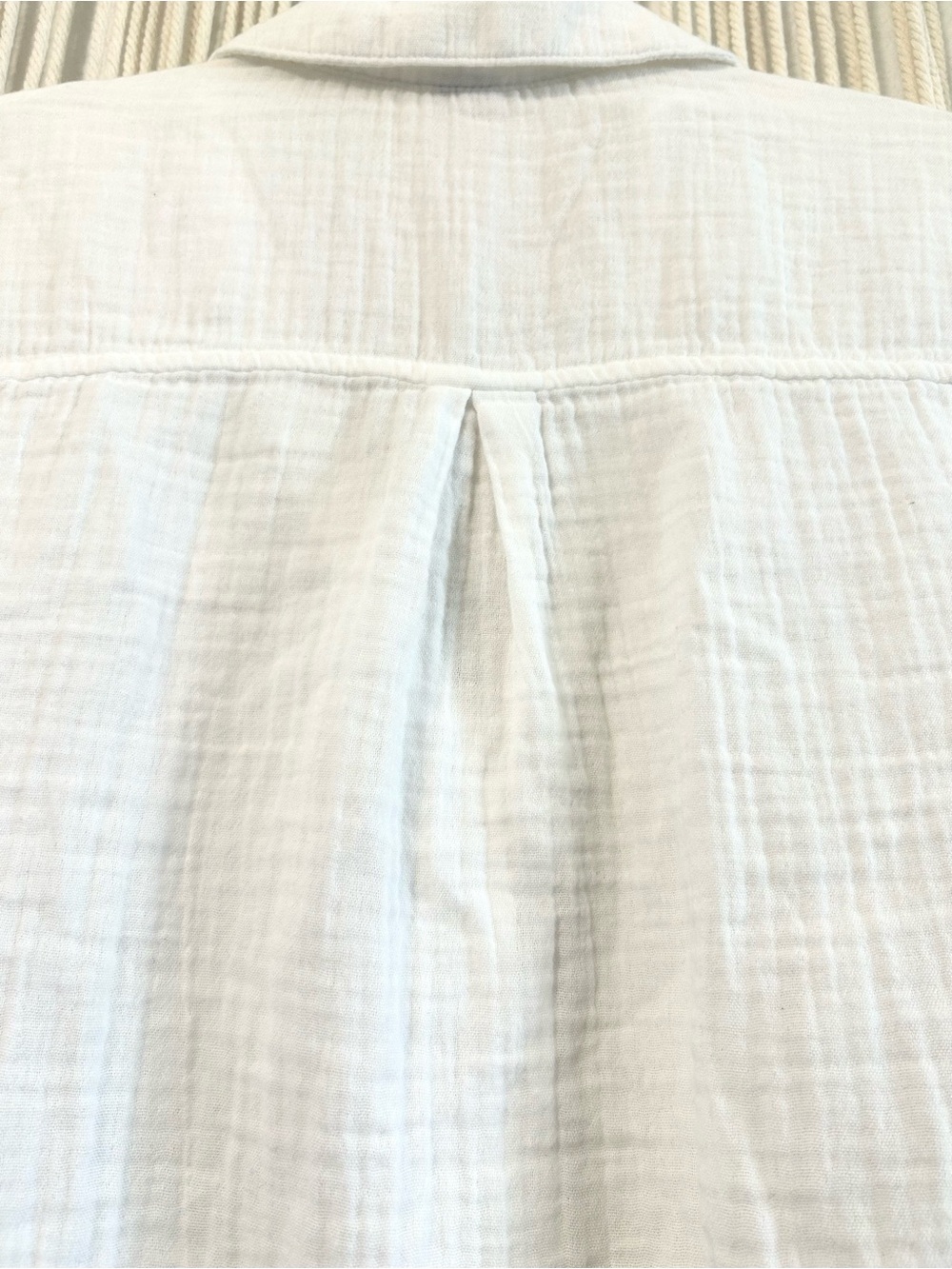 Old navy White Gauze Button Front Collared Lightweight Cotton Short Sleeve Top - Picture 9 of 10